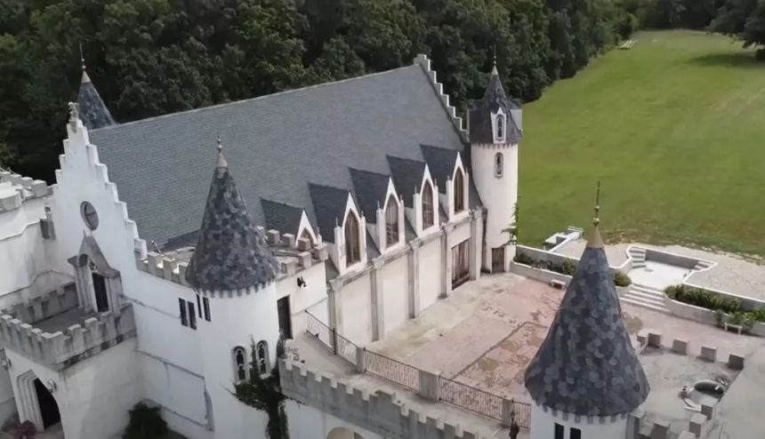 Slate roofs and the courtyard seen from above